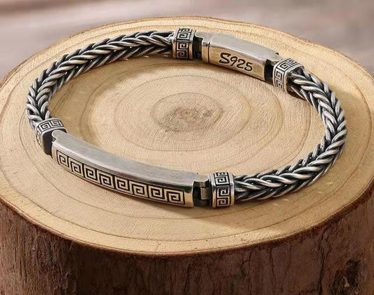 Square Spiral Pattern Silver Personalized bracelet