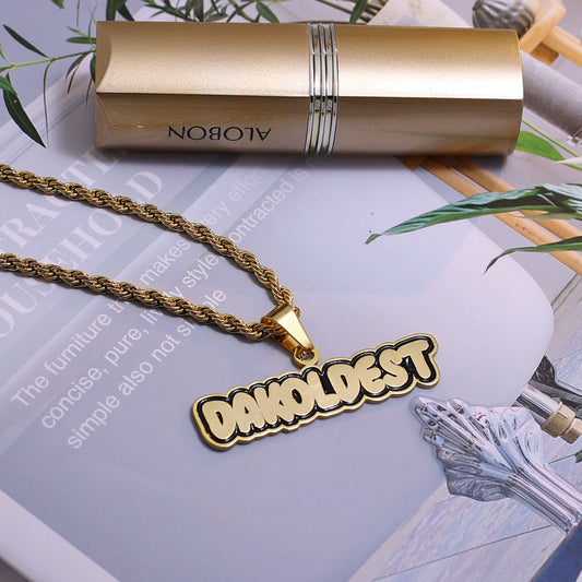 Customized vintage French ins enamel letter pendant