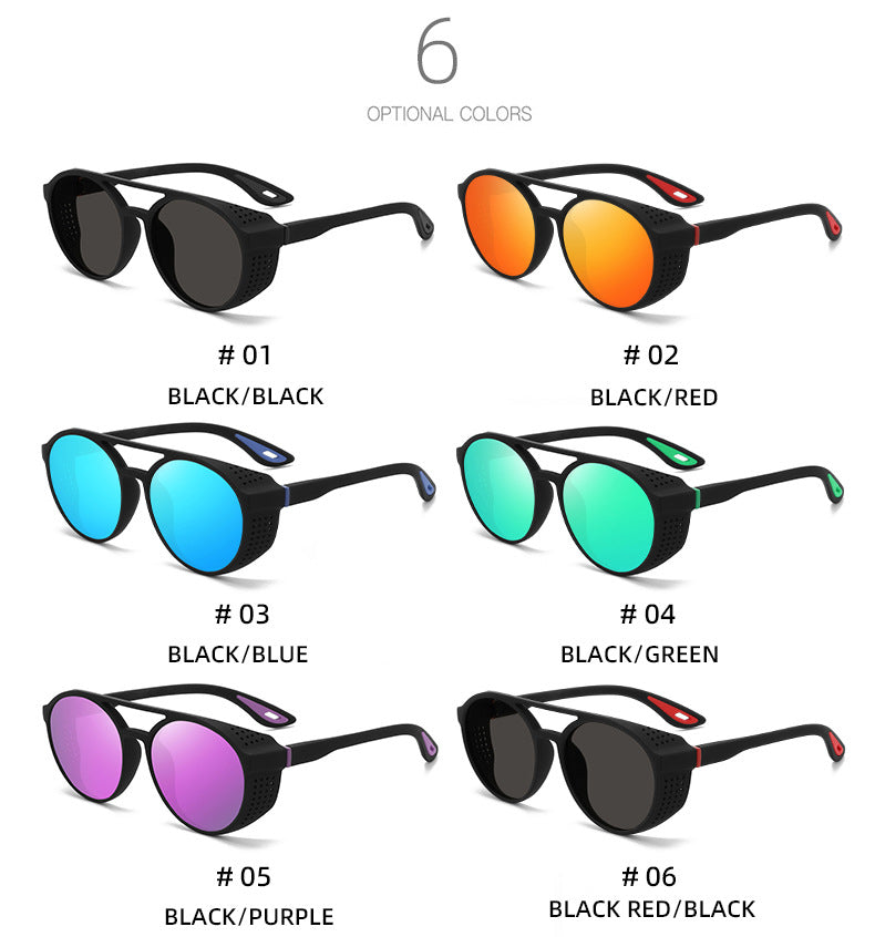 Round Polarized Sunglasses Steampunk Sun Glasses Sports Running Glasses for Fishing Driving for Men Women