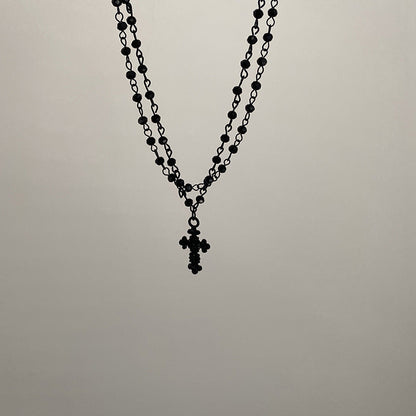 Dark Cross Rose Star Necklace