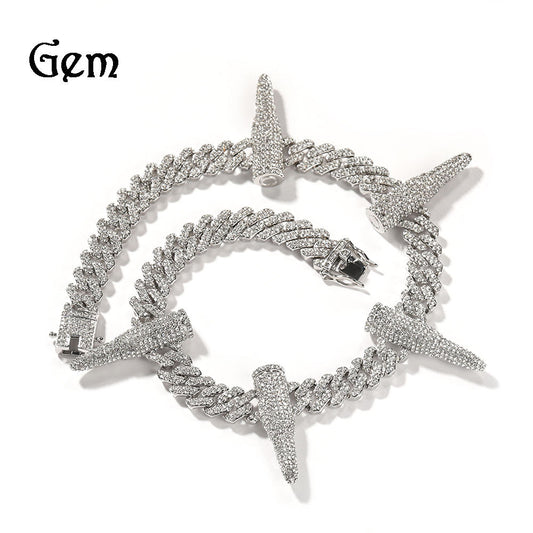 Hip-hop diamond-encrusted black panther necklace