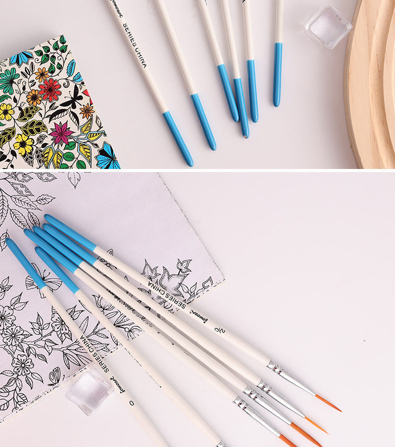 Artist Paint Brush 6 Pcs Set Thin Pen Extra Long Fine Point Liner Tip #000#00#0#1#2#3, Scale Models Nail Acrylic Oil Watercolor