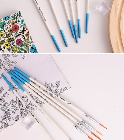 Artist Paint Brush 6 Pcs Set Thin Pen Extra Long Fine Point Liner Tip #000#00#0#1#2#3, Scale Models Nail Acrylic Oil Watercolor