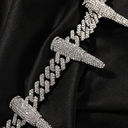 Hip-hop diamond-encrusted black panther necklace