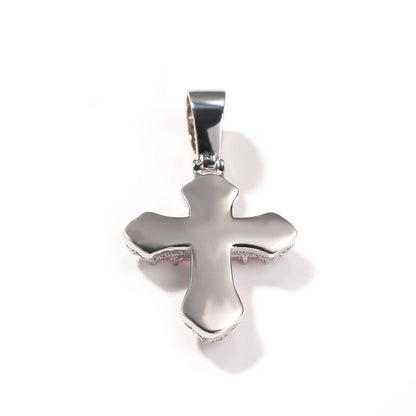 Hip-hop copper-inlaid purple zircon cross necklace
