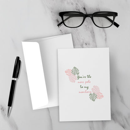 Monstera Valentine's Day Card – Botanical Design Blank Inside