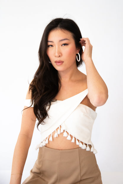 1.5" White Hoop Earrings