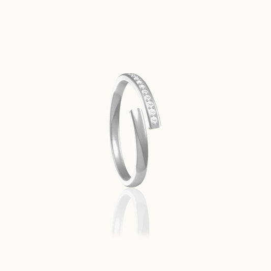 Overlap CZ Titanium Band Ring