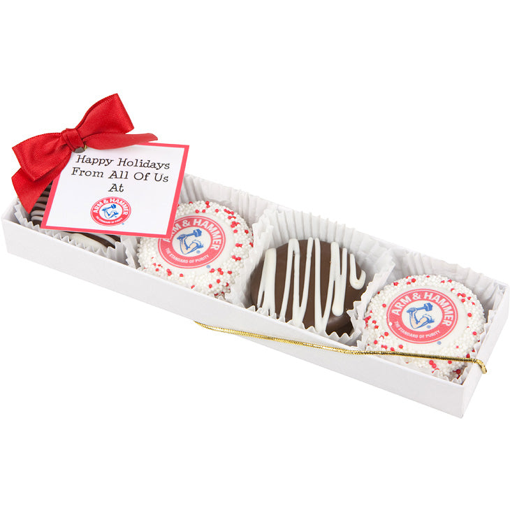 Hand Dipped & Decorated Sandwich Cookie-Box of 4 (2 Logo+2 Classic )