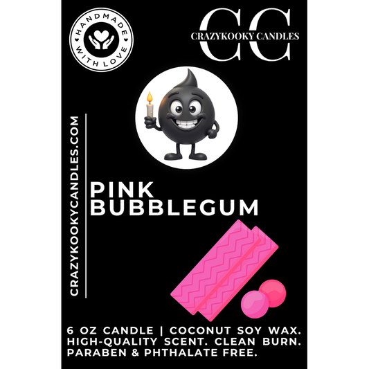 PINK BUBBLEGUM - Funny Candle, Scented Coconut Soy Candle, 6oz