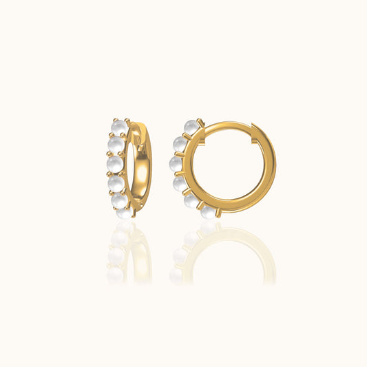Natural Pearl Embellished Hoop Earrings