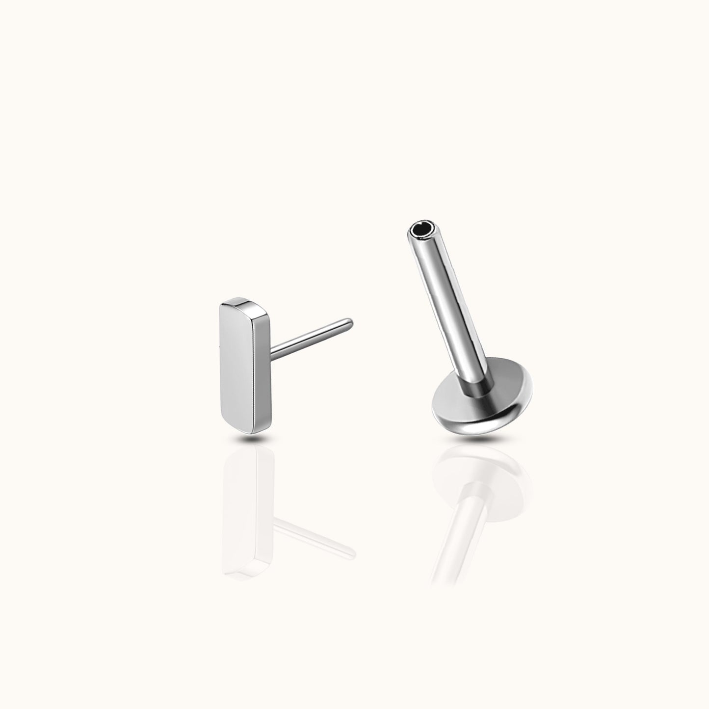 Petite Bar Threadless Labret Titanium Flat Back Earring
