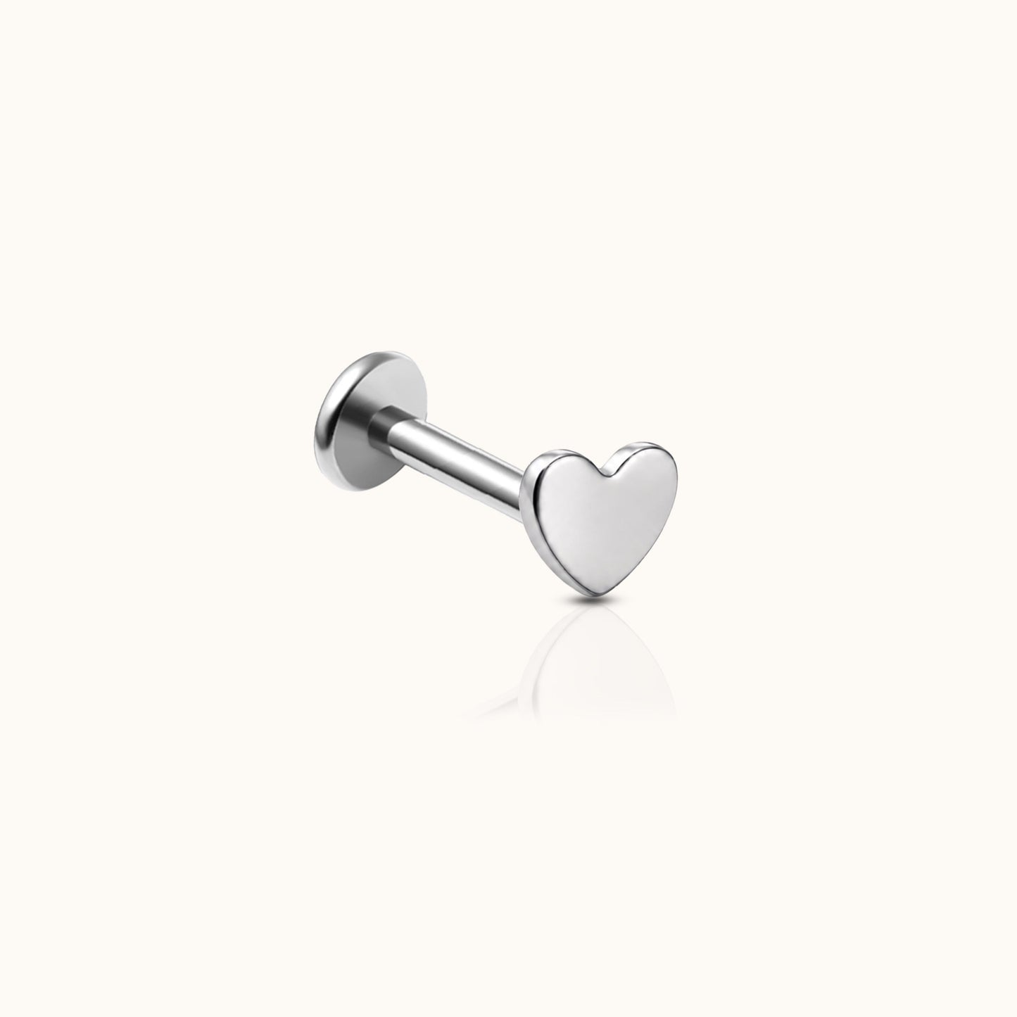 Petite Heart Threadless Labret Titanium Flat Back Earring