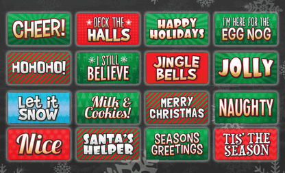 Holiday Photo Booth Props Set - 64 Reusable Signs