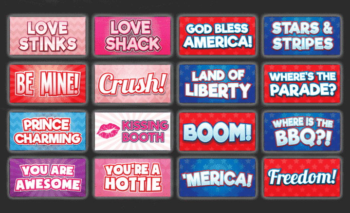 Holiday Photo Booth Props Set - 64 Reusable Signs