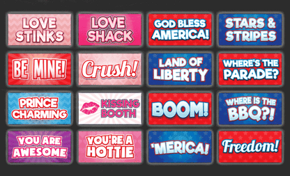 Holiday Photo Booth Props Set - 64 Reusable Signs