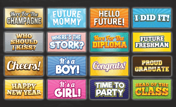 Holiday Photo Booth Props Set - 64 Reusable Signs