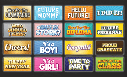 Holiday Photo Booth Props Set - 64 Reusable Signs