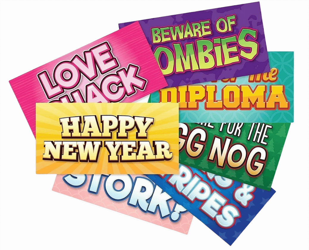 Holiday Photo Booth Props Set - 64 Reusable Signs