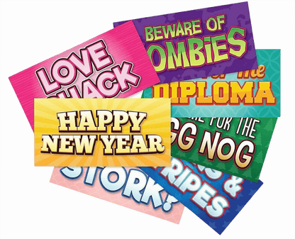 Holiday Photo Booth Props Set - 64 Reusable Signs