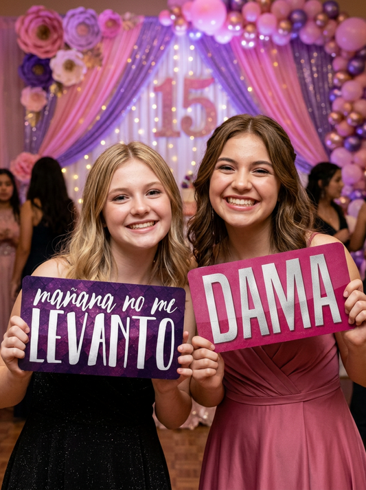 Quinceanera Photo Booth Props in Spanish - 6 Piece PVC Set
