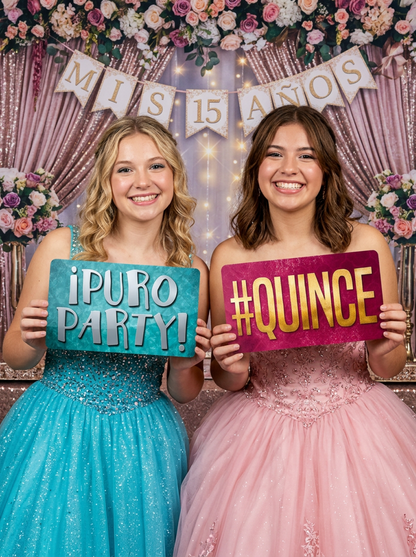 Quinceanera Photo Booth Props in Spanish - 6 Piece PVC Set