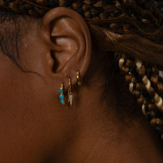 Turquoise Rectangle Square U Shape Hoop Earrings