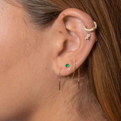 14K Solid Gold Ear Chain Threader Earring