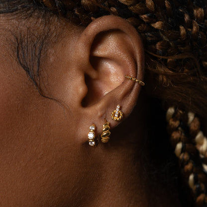 Triple CZ Hoop Earrings