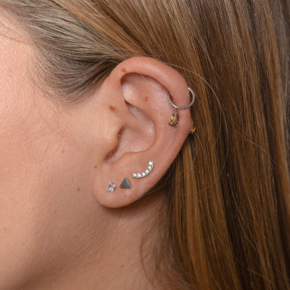 Classic CZ Clicker 8mm Titanium PVD Gold Hinged Hoop Earring