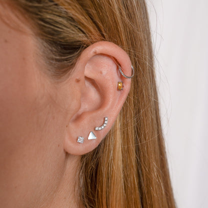 Classic CZ Clicker 8mm Titanium Hinged Hoop Earring
