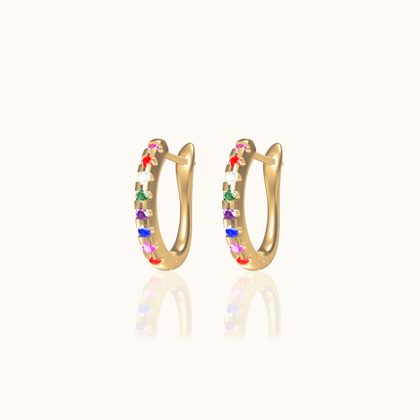 Rainbow Latch Back Hoop Earrings