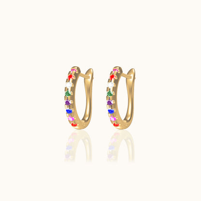 Rainbow Latch Back Hoop Earrings