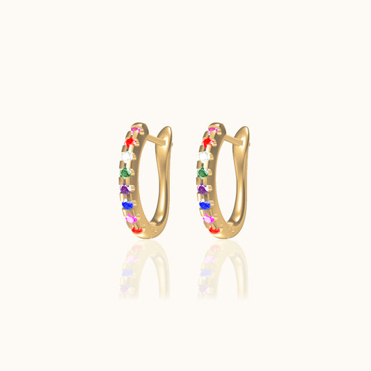 Rainbow Latch Back Hoop Earrings