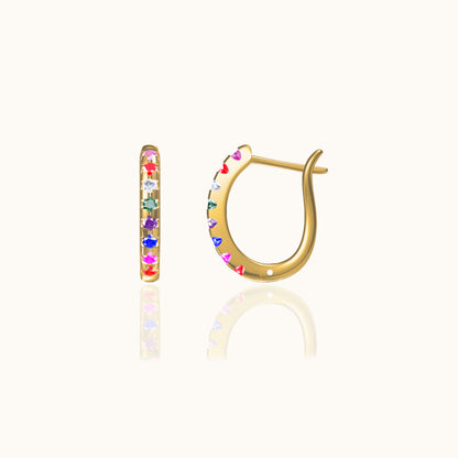 Rainbow Latch Back Hoop Earrings