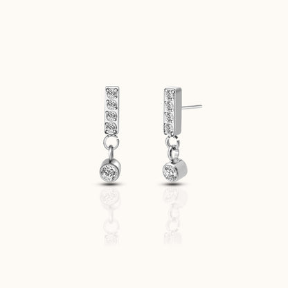 Rectangle Bar Dangle CZ Threadless Labret Titanium Flat Back Earring