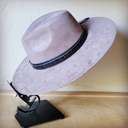 Taupe Boho Western Hat w/ Choice of Leather Band & Turquoise Slab 983w