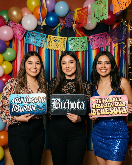 Reggaeton Photo Booth Props - Spanish Music Party Signs