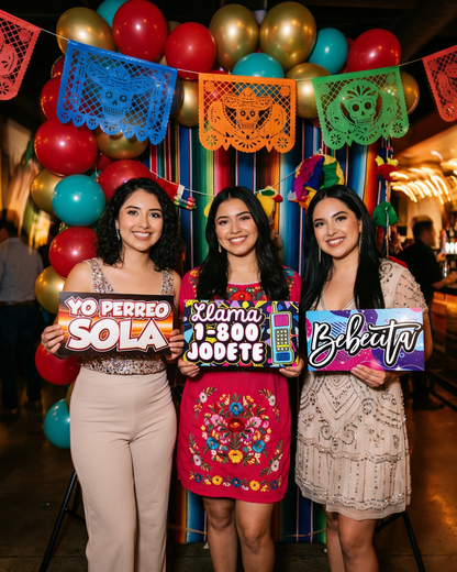 Reggaeton Photo Booth Props - Spanish Music Party Signs
