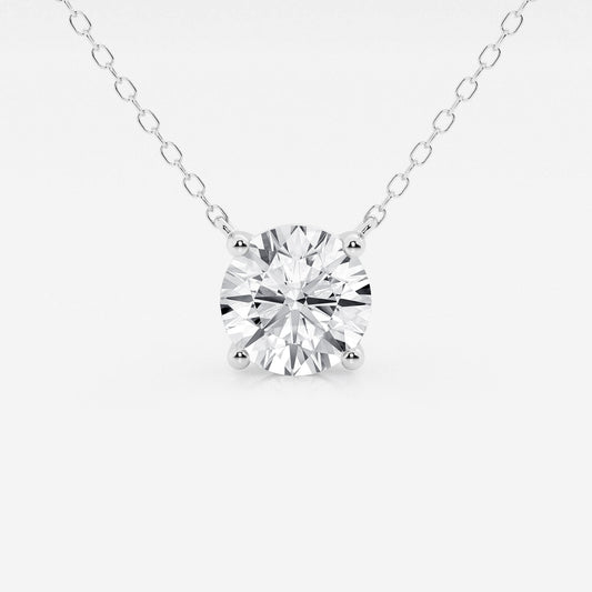 3.00 ct Lab Grown Round Diamond Floating Solitaire Pendant in 14K White or Yellow Gold – AGI Certified
