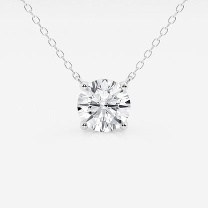 2.00 CTW Lab Grown Round F/G VS1 Diamond Floating Solitaire Pendant in 14K White or Yellow Gold – AGI Certified