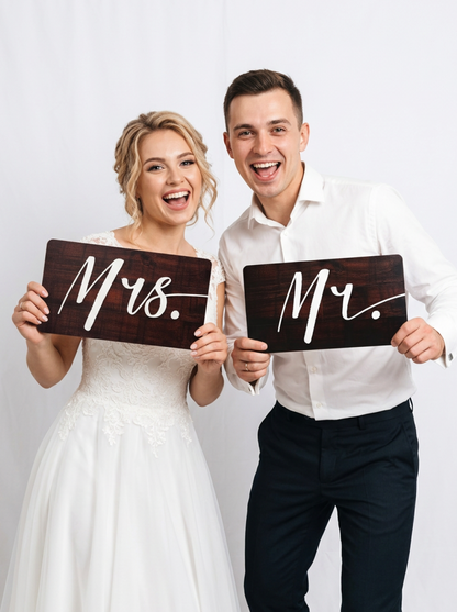 Rustic Wedding Photo Booth Props - 6 Double-Sided PVC Signs