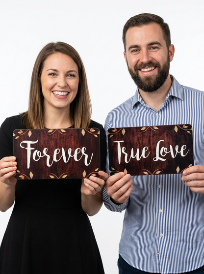 Rustic Wedding Photo Booth Props - 6 Double-Sided PVC Signs