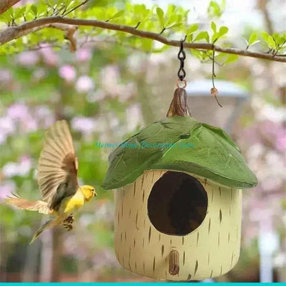 H7BF Resins Birdhouse Decors for Small Bird Nesting Decors Garden Ornament