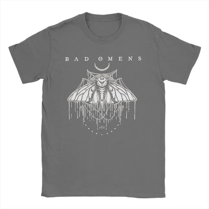 Men's T-Shirts Bad Omens Moth Casual 100% Cotton Tee Shirt Short Sleeve  T Shirt Round Collar Tops Big Size
