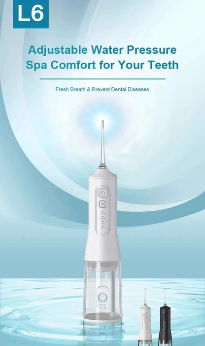 Fairywill Portable Oral Irrigator - 300ML Cordless Water Flosser with 6 Jet Nozzles