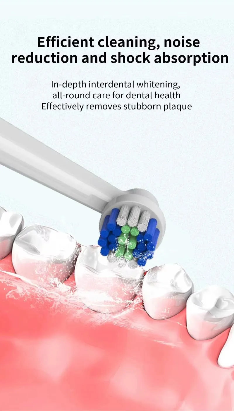 Compatible with Oral B Sonic Electric Toothbrush Smart Ultrasonic Dental Teeth Whitening Rechargeable Adult Tooth Brush 3 Head