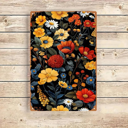 1pc Classic Floral Iron Art Print, Frameless Metal Wall Decor, 20x30cm/8x12inch, Aluminum Sign for Home Decoration