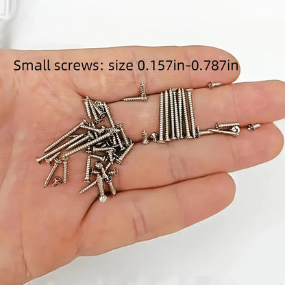Box of 560 Self-Tapping Wood Screw Set - Includes 8 Different Sizes of M2 Phillips Flat Metal Screw Classification Kit