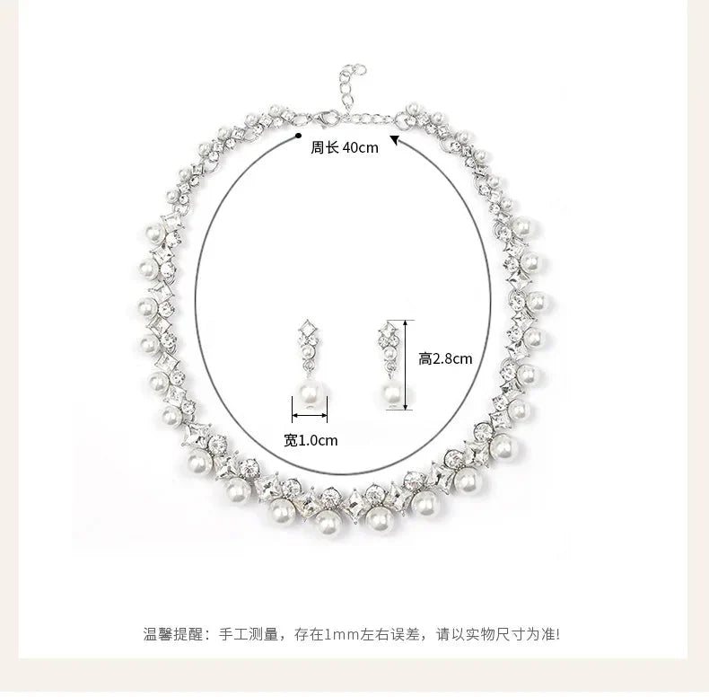New pearl gemstone jewellery woman necklace set for women jewelry sets light luxury Women's earrings lock bone chain alloy